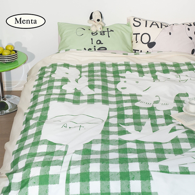 薄荷岛“放青松”法式复古风全棉纯棉四件套床上用品被套床单