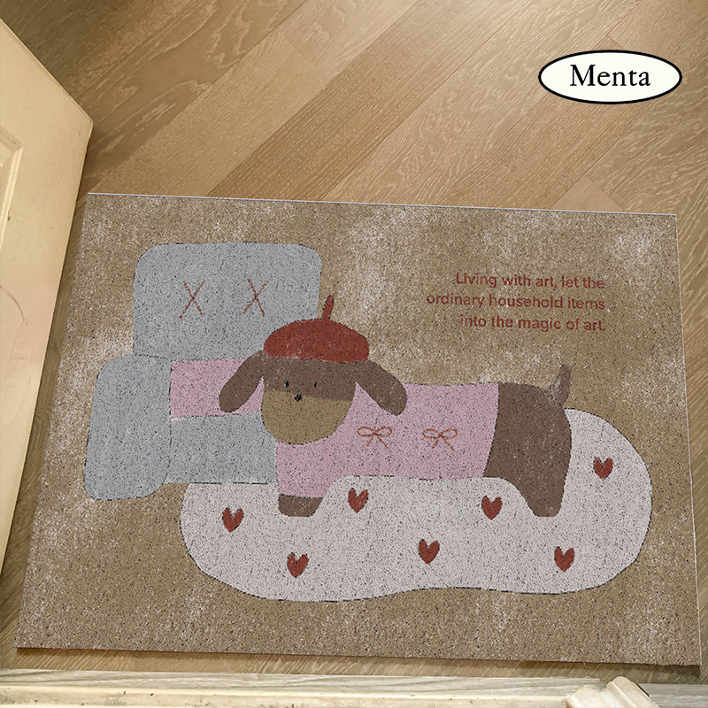MENTA “心动小狗”原创丝圈入户门地垫门厅玄关脚垫可爱地毯耐脏