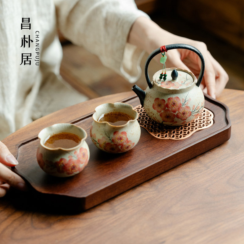 昌朴居茶具套组手绘梅花陶瓷泡茶壶家用中式功夫茶具高档茶壶茶杯