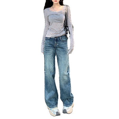 RJVO美式复古低腰牛仔裤女