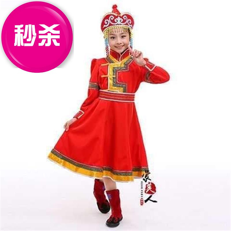 新款蒙古族服装儿童款女童蒙古袍连衣裙六一幼儿66园