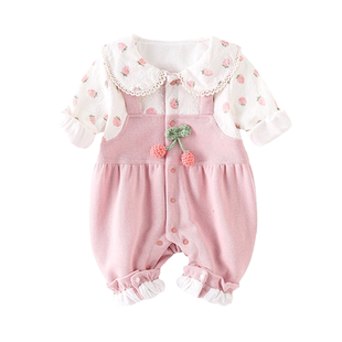 婴儿衣服春装女宝宝春秋连体衣2026新款外套超萌可爱公主哈衣套装