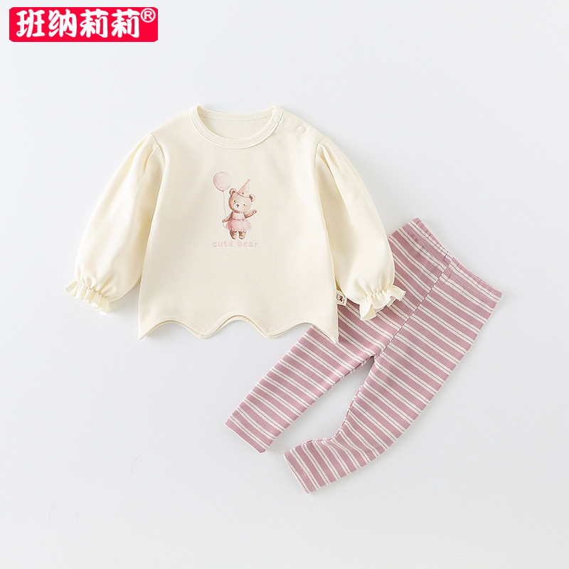 婴幼儿童套装春秋装2025新款女宝宝纯棉卫衣打底裤春装时髦两件套