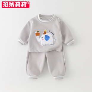 子秋季 男童套装 洋气男宝宝卫衣裤 2025新款 婴儿衣服分体两件套 秋装