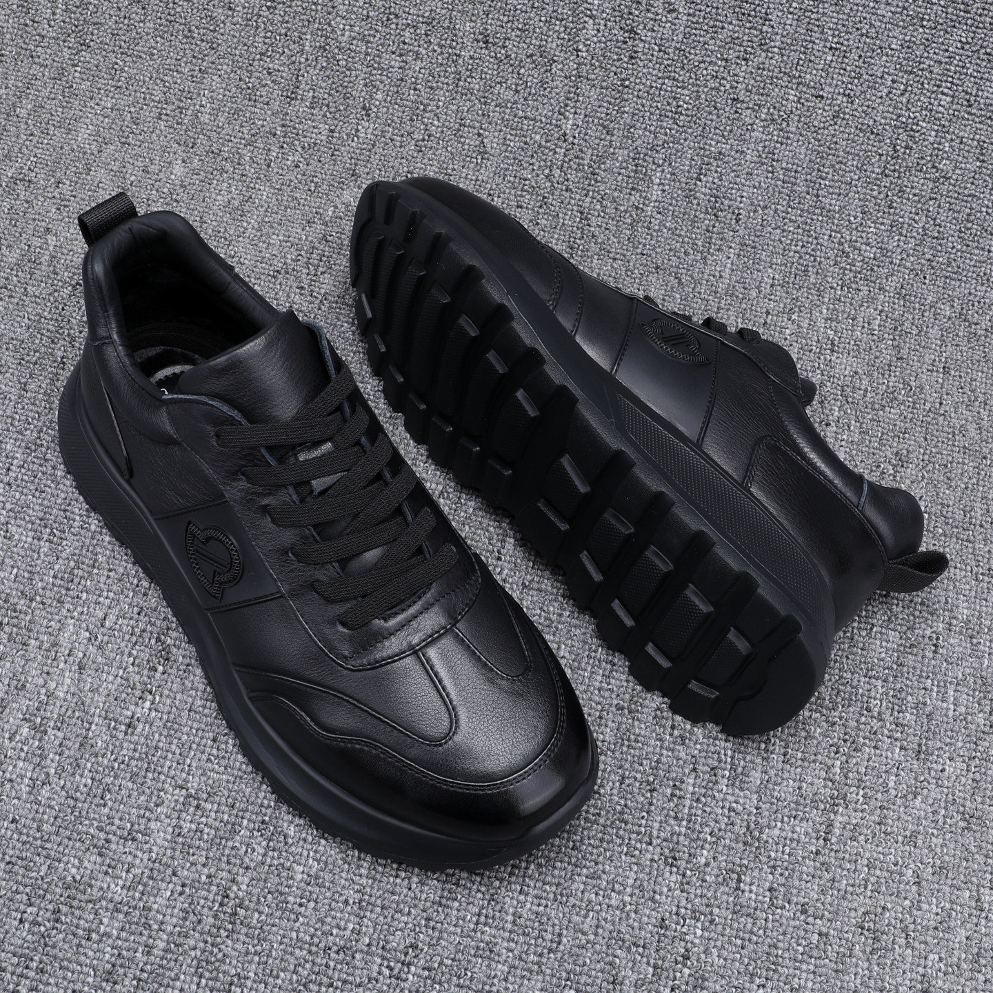 冬季男鞋头层牛皮厚底轻便运动休闲鞋男士加绒保暖真皮一脚蹬潮鞋,流行男鞋,休闲板鞋,淘宝优惠券,粉丝福利购,淘宝优惠卷