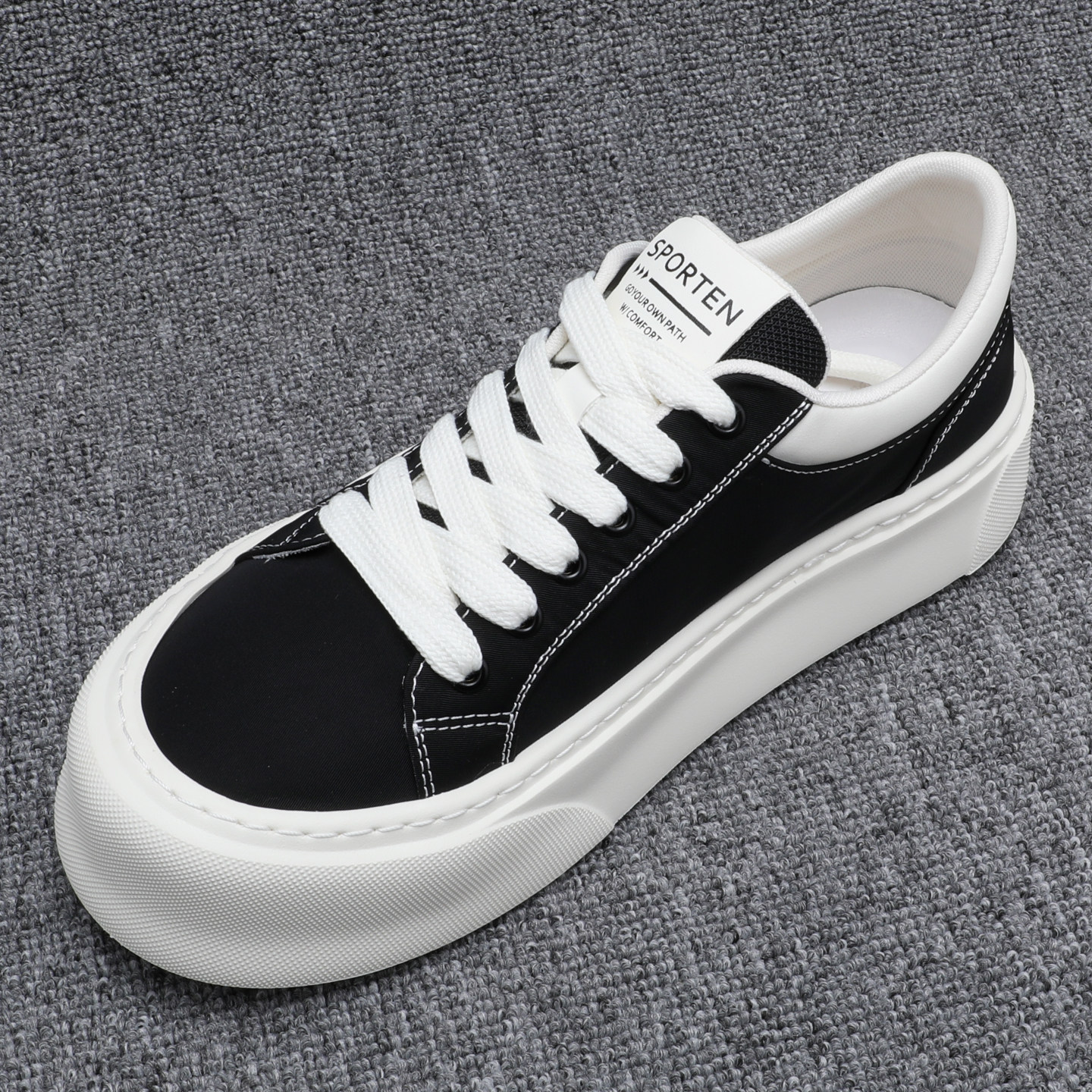 春季厚底帆布鞋男款2026新款潮流百搭增高休闲鞋透气百搭潮牌板鞋