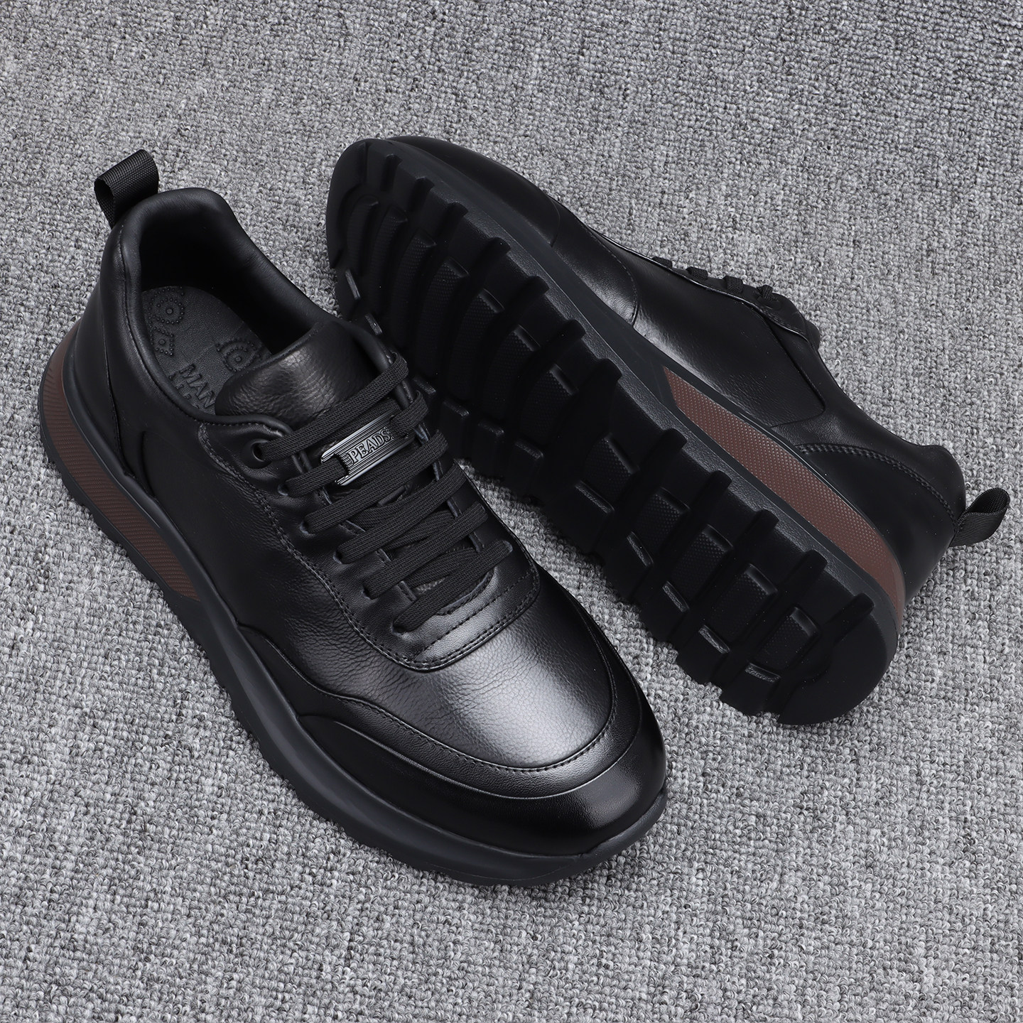 高端真皮男鞋2025秋冬新款头层牛皮透气运动休闲鞋鞋时尚厚底潮鞋,流行男鞋,时尚休闲鞋,淘宝优惠券,粉丝福利购,淘宝优惠卷