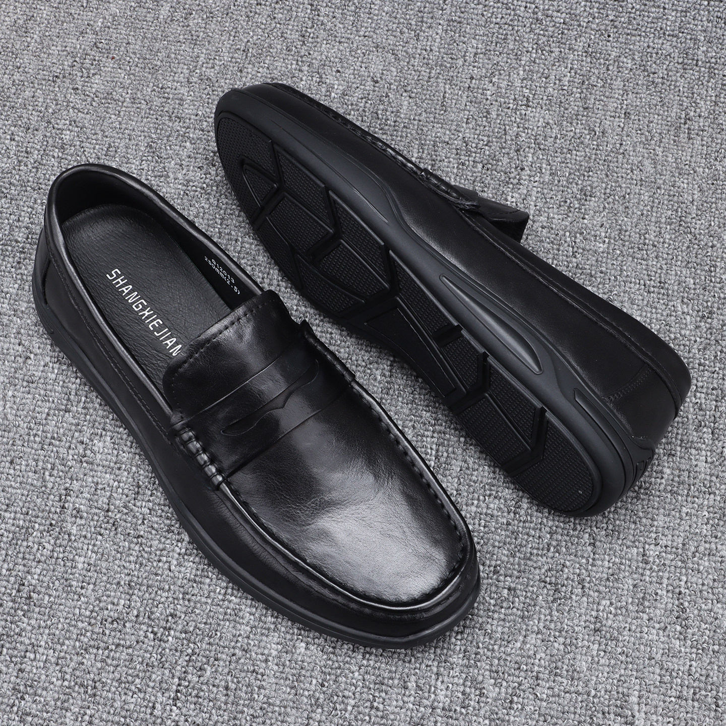 纯牛皮豆豆鞋男款2025秋季新款时尚一脚蹬乐福鞋潮流百搭轻便男鞋