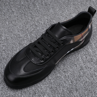 春季德迅鞋男款2026新款潮流百搭真皮拼接运动休闲板鞋平底潮男鞋