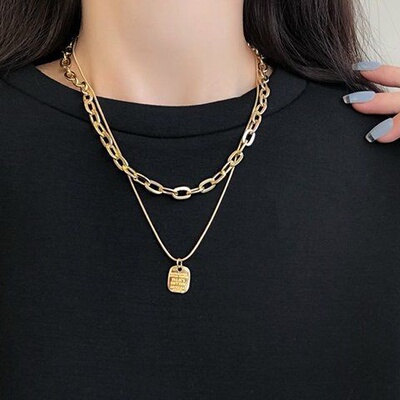 极速Titanium steel doess nWot fall or decorative necklace fe