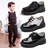 儿童皮鞋 男童英伦风男孩演出男生黑色加绒主持人礼服宝宝鞋 子软底