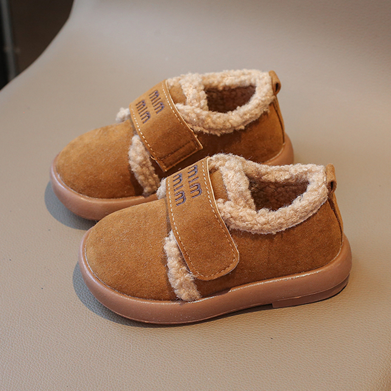 女童棉鞋儿秋冬新款儿童加绒软底防滑休闲鞋男童羊羔毛保暖勃肯鞋