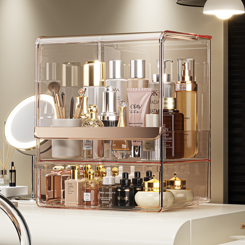 透明亚克力整理箱柜桌面防尘梳妆台护肤品口红置物架化妆品收纳盒