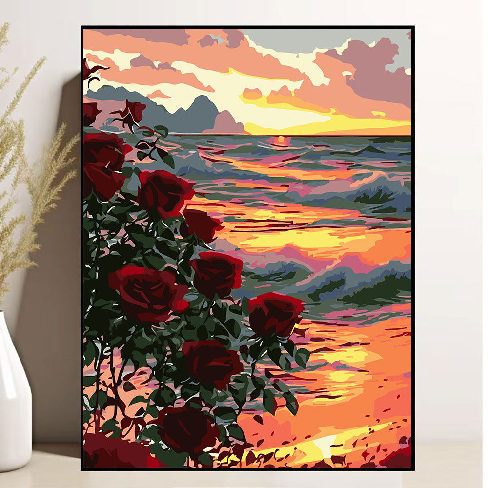 阳光向日葵数字油画diy充填油彩画手工涂色涂鸦画解压治愈装饰画