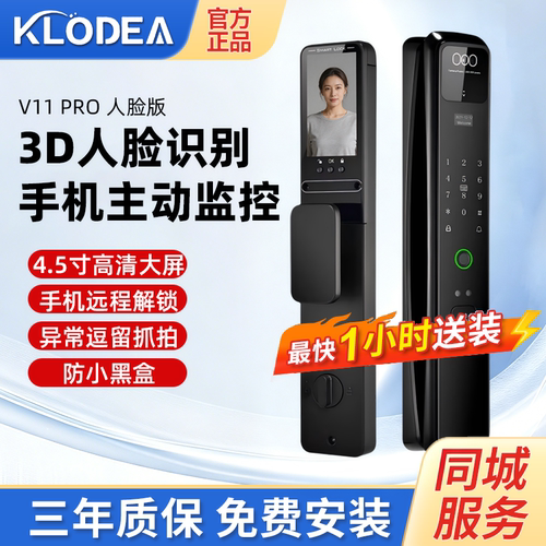 3D人脸识别带监控智能锁上门安装