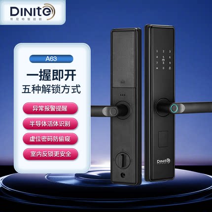 帝尼特A63一握开智能门锁半导体指纹锁密码家用防盗门电子锁品牌