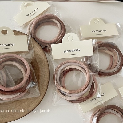 韩版基础头绳5个装可爱简约少女橡皮筋皮套发绳高弹力不伤发发圈