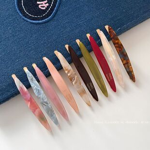 韩版金标柳叶形细长边夹精致刘海夹新款简约一字侧边发夹发卡发饰