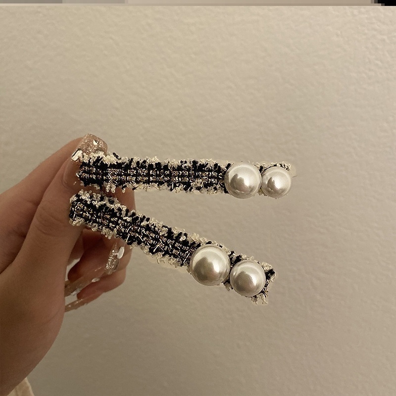 小清新布艺长条顶夹一字夹韩国发卡女金丝线气质横夹鸭嘴夹