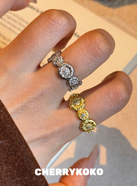 私服节羊毛！布契拉提风~中古老钱轻奢感拉丝浮雕小雏菊戒指