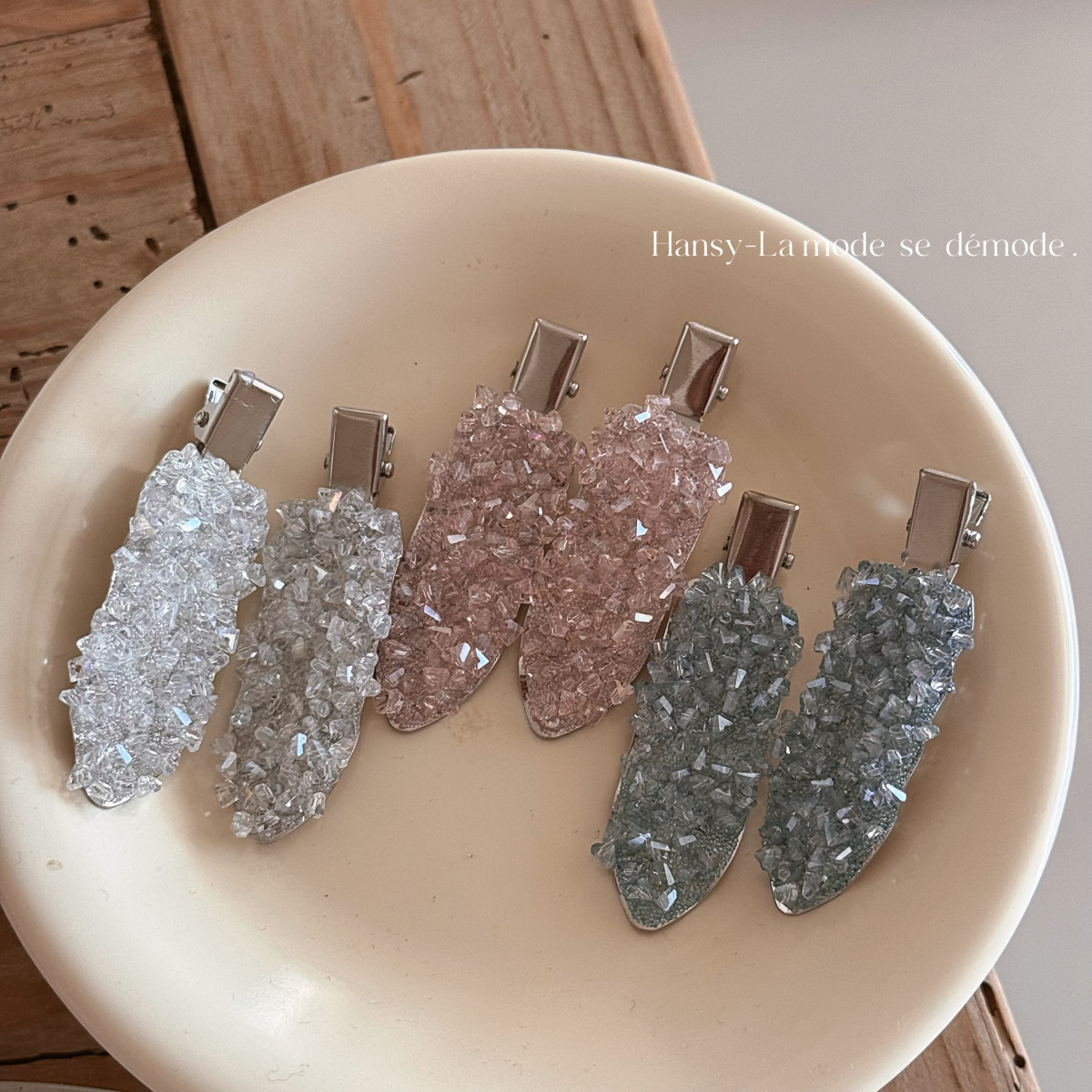 韩版新款满钻水晶无痕发夹女鸭嘴夹发夹甜美时尚刘海碎发侧夹发饰