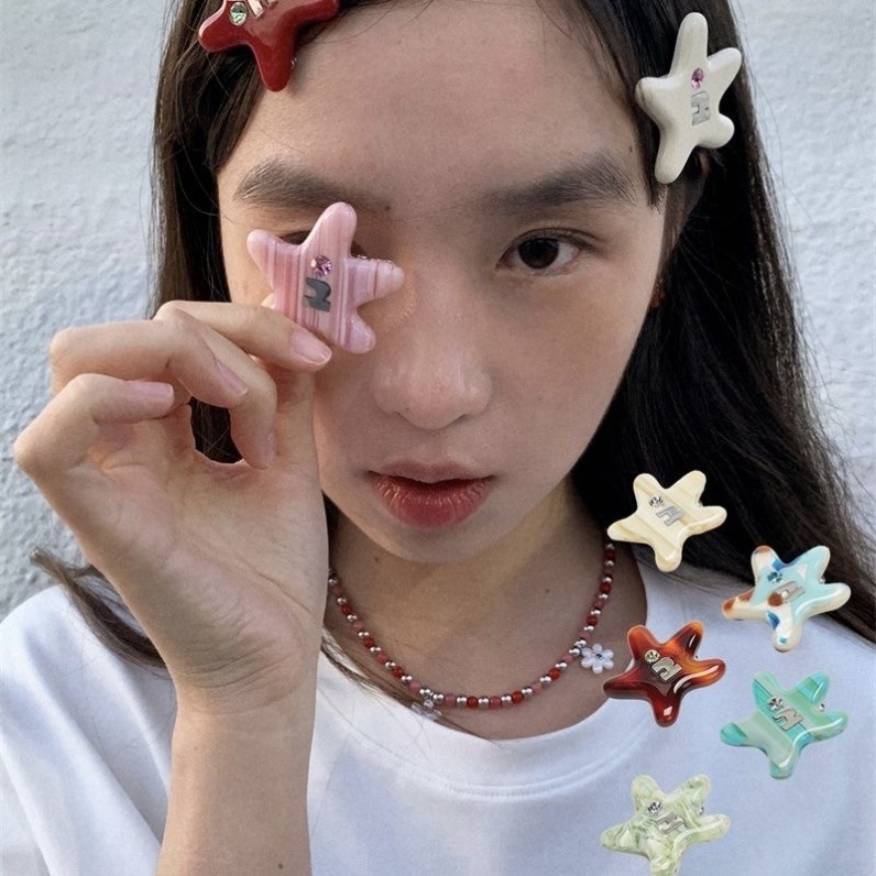 彩色刘海夹多色海星头饰韩国博主同款边夹发夹可爱发卡ins风发饰