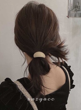 韩国东大门chic头绳女简约气质冷淡风亚克力圆弧黑色皮筋头饰发绳