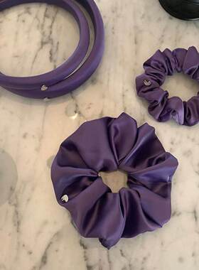 温柔紫色缎面大肠发圈气质法式丝绸头发绳皮筋发饰柔软复古不伤发