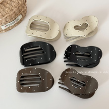 波点扁平椭圆爱心盘发鸭嘴夹发夹后脑勺盘发抓夹高级鲨鱼夹发饰