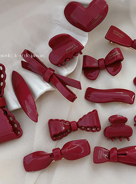 新款新年红色系醋酸发夹BB夹复古侧边夹刘海夹碎发夹子儿童发饰女