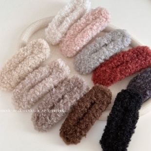 早春新款毛绒大号鸭嘴夹盘发发夹甜美可爱少女后脑勺夹子百搭发饰