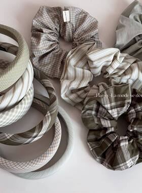 绿色系清新风格纹布艺大肠发圈高级感简约小众扎头发头绳发饰新款