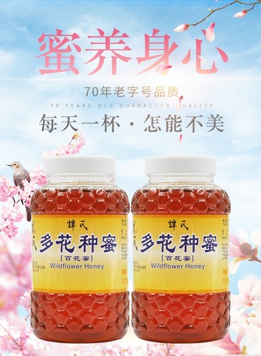 新品夏秋滋补谭氏天然蜂蜜多花种蜜1000g生态家庭装买两瓶可包邮
