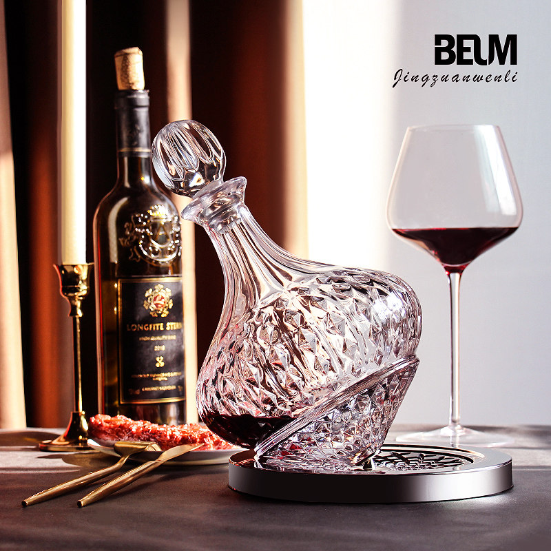 创意轻奢水晶玻璃带盖陀螺醒酒器红酒杯家用套装欧式不倒翁醒酒壶