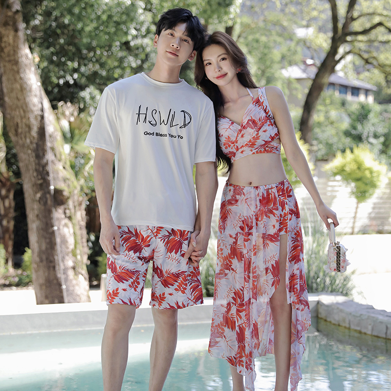 情侣泳衣2025新款情侣款女三件套性感显瘦沙滩裤海边度假温泉泳装