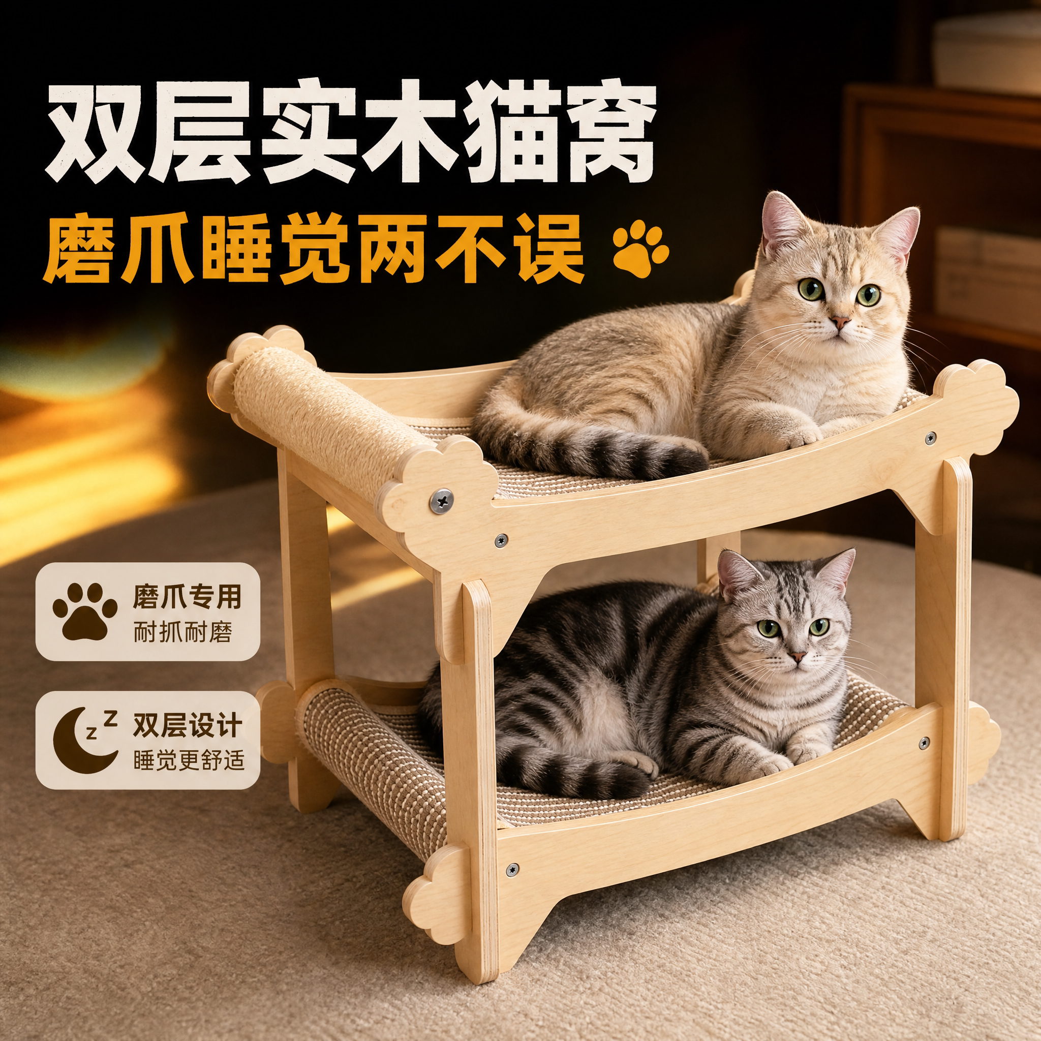 双层猫窝上下铺四季通用图片