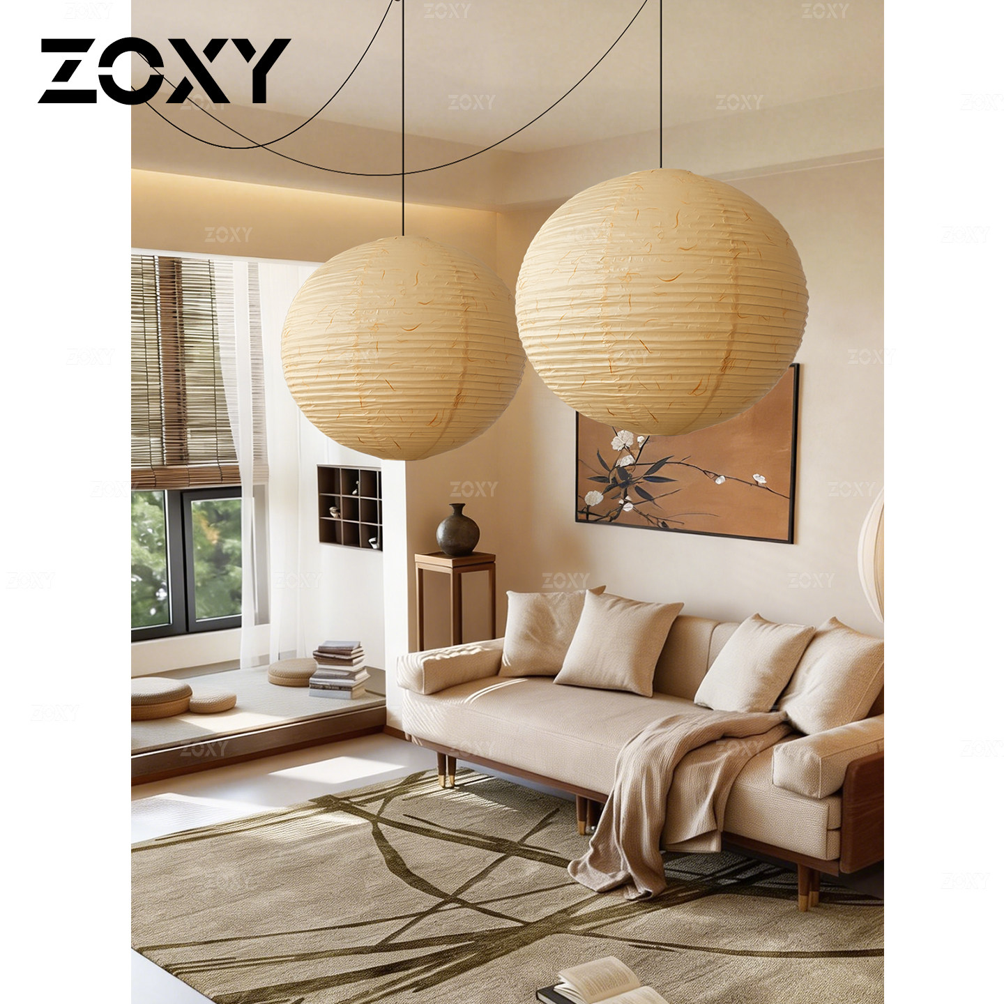 zoxy 日式侘寂风野口勇金丝纸客厅吊灯圆球ins可移位餐厅民宿灯具,家装灯饰光源,客厅吊灯,淘宝优惠券,粉丝福利购,淘宝优惠卷