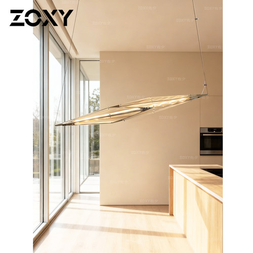 zoxy轻奢工业风金属长条餐厅吊灯