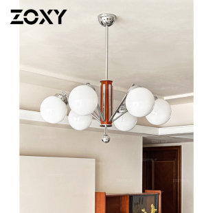 zoxy法式 中古风客厅吊灯大厅主灯餐厅魔豆实木包豪斯奶油风北欧灯