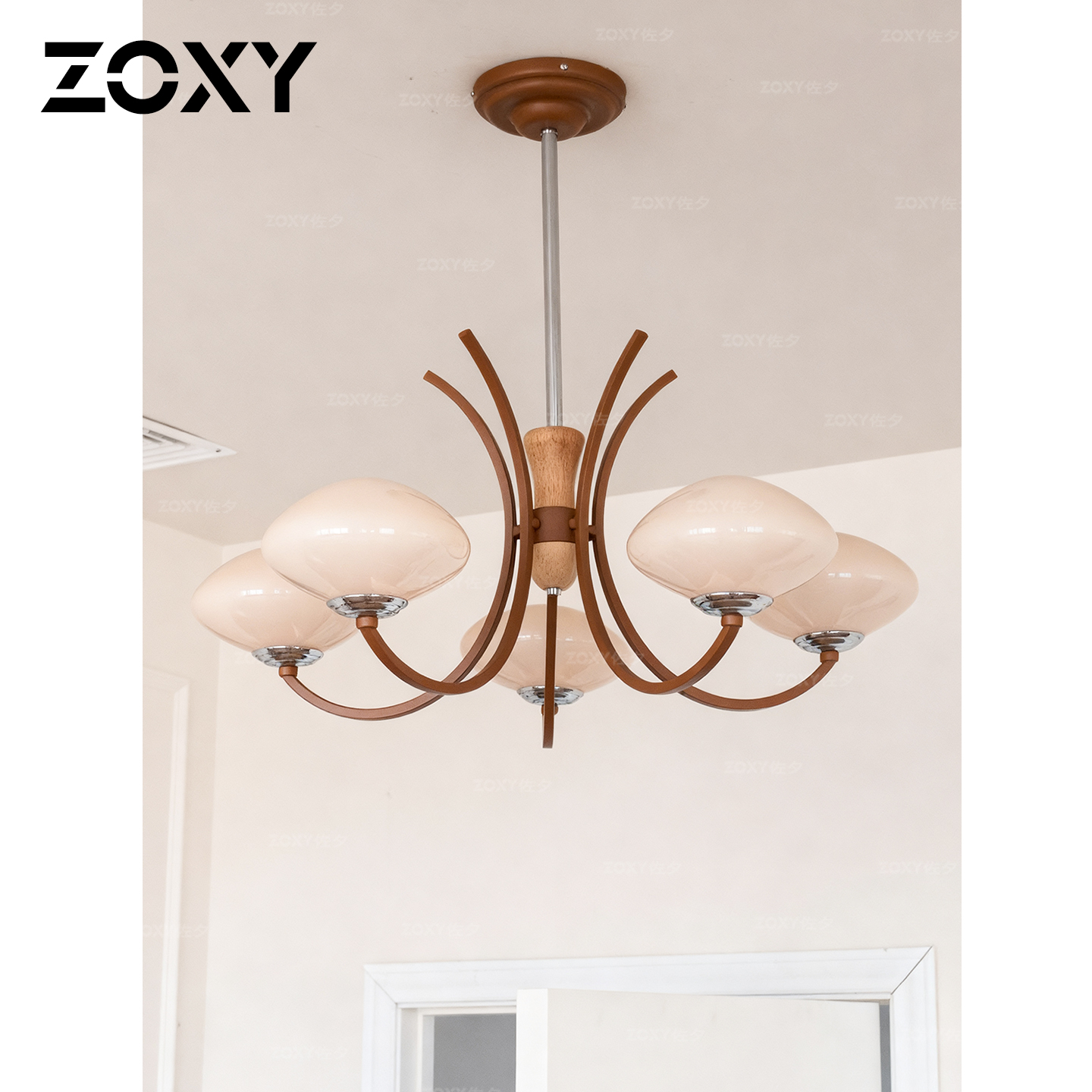 zoxy法式中古风实木客厅吊灯