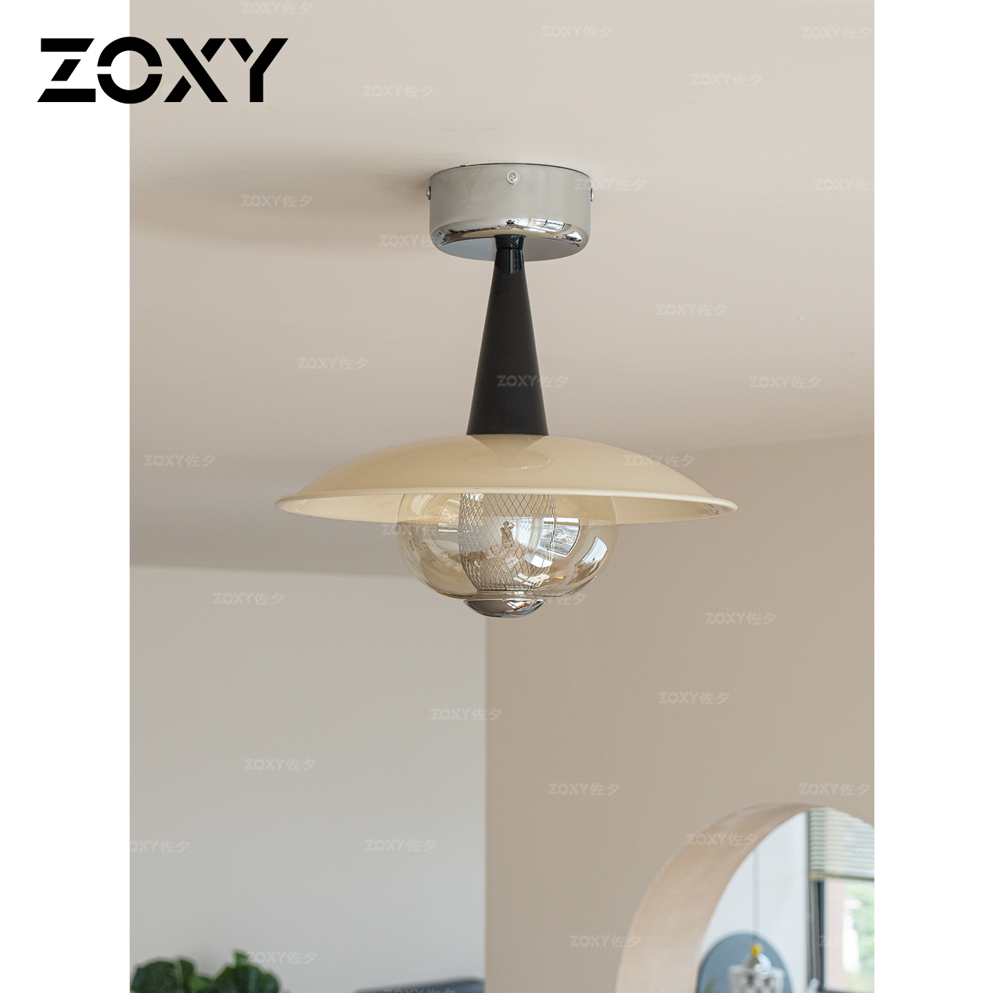 zoxy法式中古卧室吸顶灯复古风包豪斯衣帽室玄关过道简约飞碟吊灯