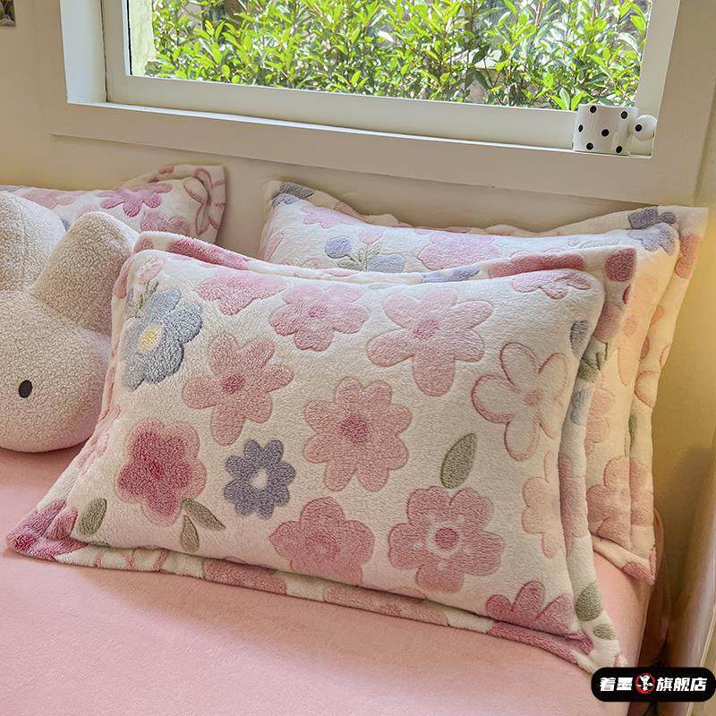 卡通小新冬季牛奶绒枕套加绒一对家用珊瑚绒单人枕头套装单个冬天,床上用品,枕套,淘宝优惠券,粉丝福利购,淘宝优惠卷