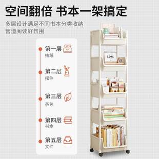 小推车置物架落地可移动书架带轮家用零食玩具多层收纳架厨房架子