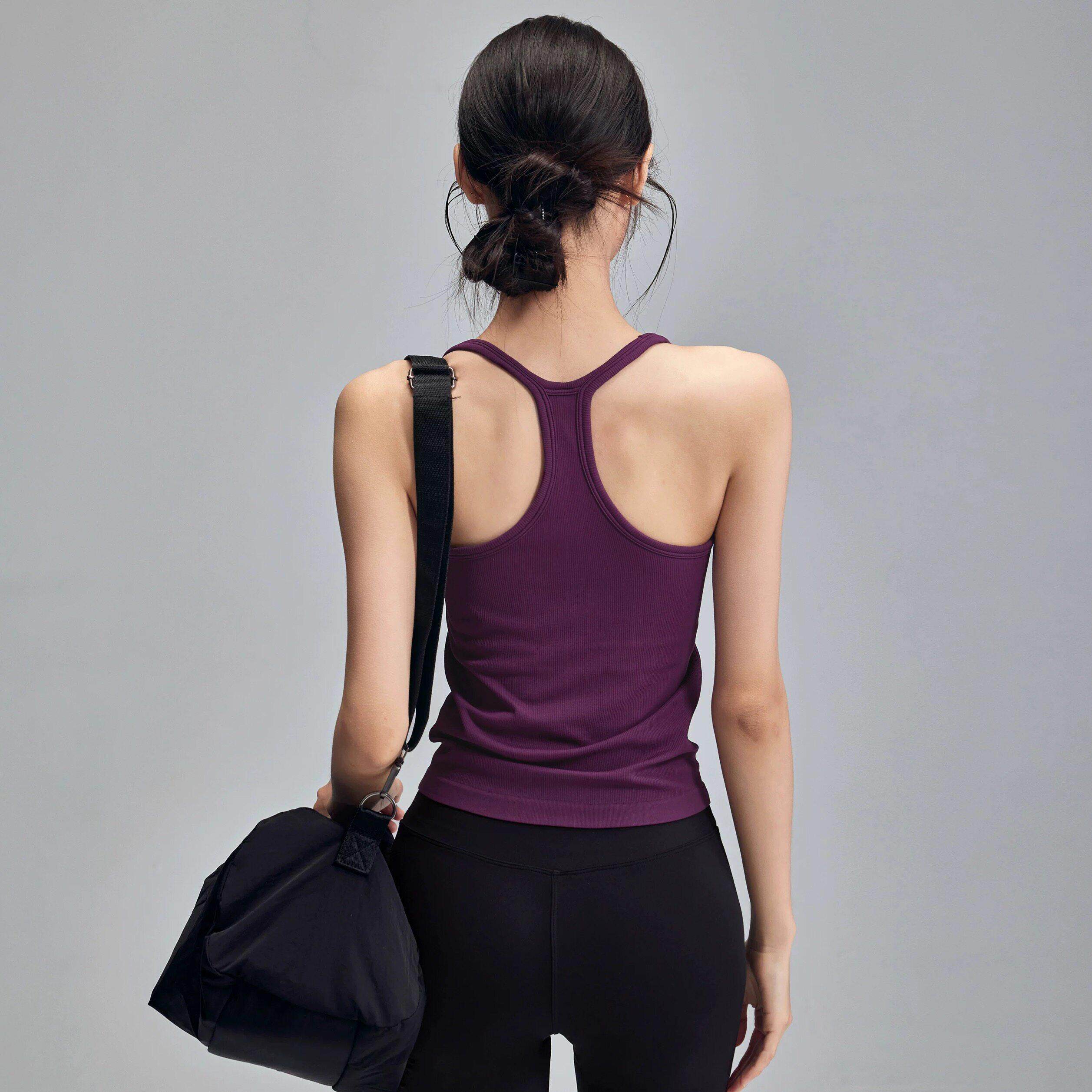 工字运动背心女带胸垫新款一体健身孩防震速干跑步内衣吊带瑜伽服