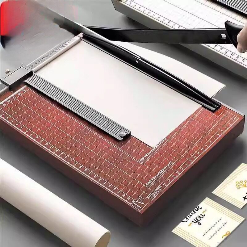 裁纸刀A4切纸刀手动切纸机木质钢制闸刀相片照片裁剪割纸刀A3小型A5切纸器多功能裁纸神器铡刀办公用切割