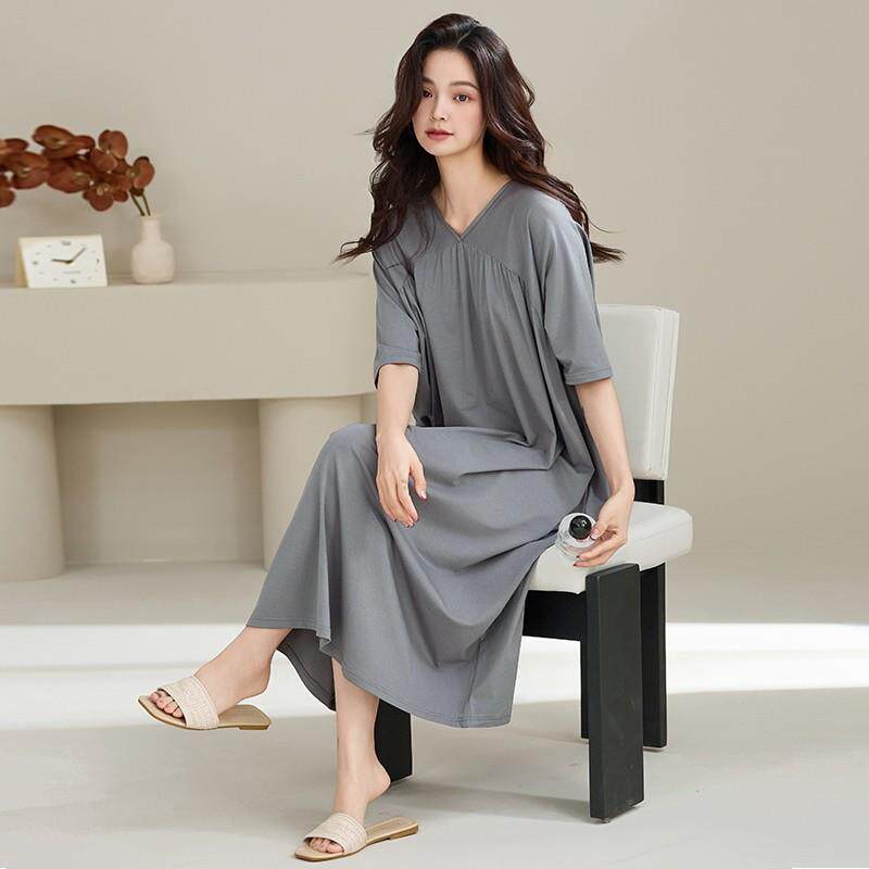 孕妇柔软透气半袖睡裙2026新款高级感连衣裙夏装薄款家居服睡衣