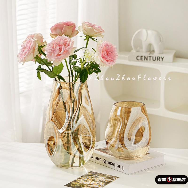 透明玻璃水养插花花瓶摆件客厅插花玫瑰高级
