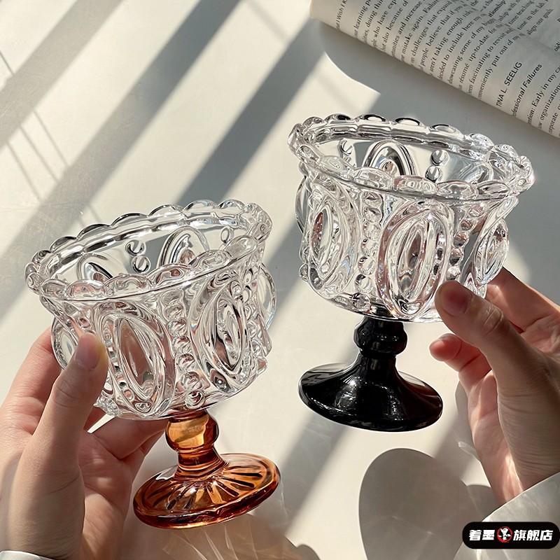 鸡尾酒杯高颜值法式浪漫复古浮雕香槟杯中古