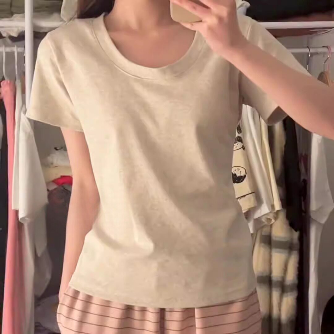 辣妹小v领正肩显瘦T恤短袖内搭白色修身女夏季2026新款收短款上衣