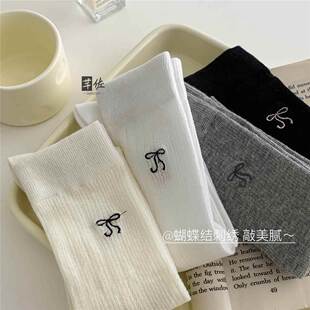 女士夏季 襪子白色蝴蝶結(jié)網(wǎng)紗芭蕾風(fēng)ins潮日系網(wǎng)眼鏤空堆堆襪 薄款